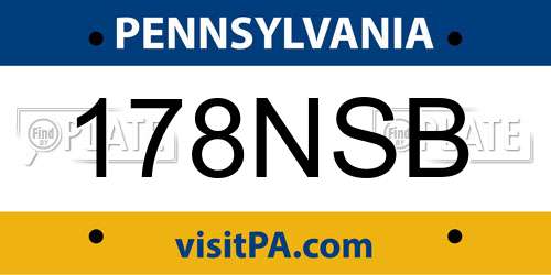 178NSB Pennsylvania License Plate