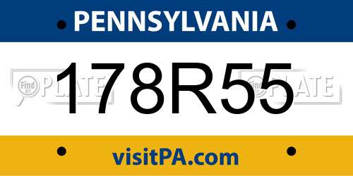 178R55 Pennsylvania License Plate