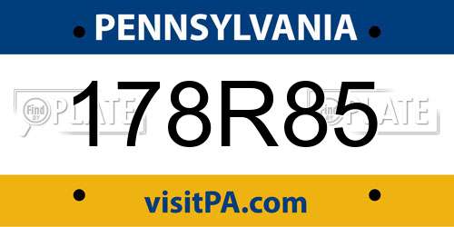 178R85 Pennsylvania License Plate