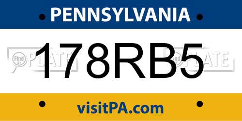 178RB5 Pennsylvania License Plate