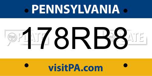 178RB8 Pennsylvania License Plate