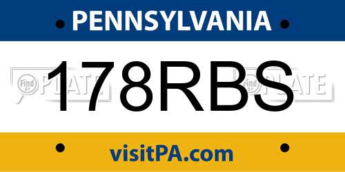 178RBS Pennsylvania License Plate