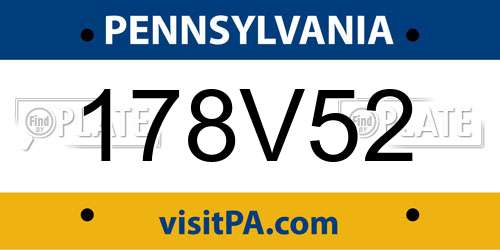 178V52 Pennsylvania License Plate