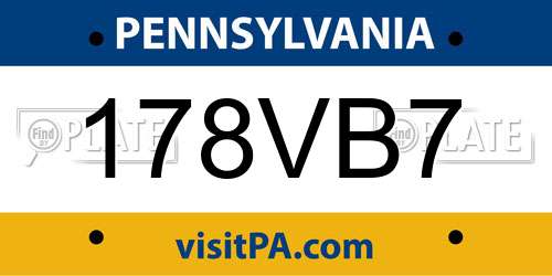 178VB7 Pennsylvania License Plate