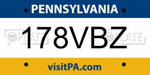 178VBZ Pennsylvania License Plate