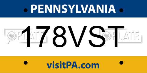 178VST Pennsylvania License Plate