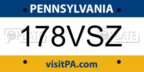 178VSZ Pennsylvania License Plate