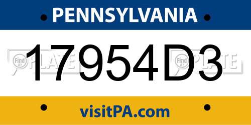 17954D3 Pennsylvania License Plate