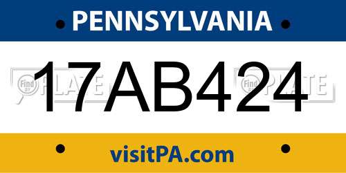 17AB424 Pennsylvania License Plate