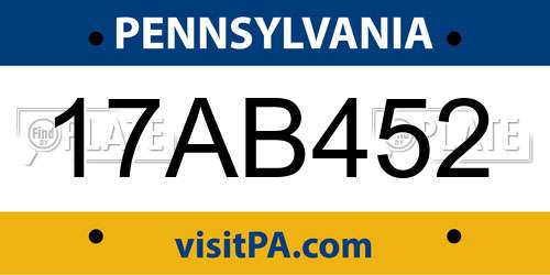 17AB452 Pennsylvania License Plate