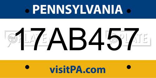 17AB457 Pennsylvania License Plate