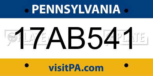 17AB541 Pennsylvania License Plate