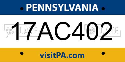 17AC402 Pennsylvania License Plate