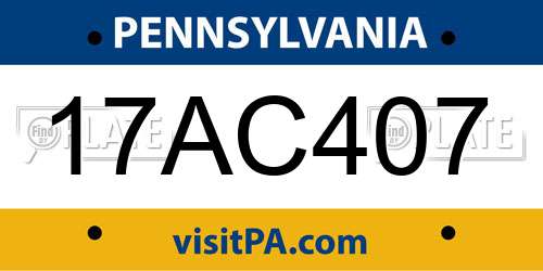 17AC407 Pennsylvania License Plate