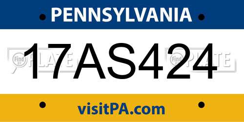 17AS424 Pennsylvania License Plate