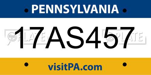 17AS457 Pennsylvania License Plate