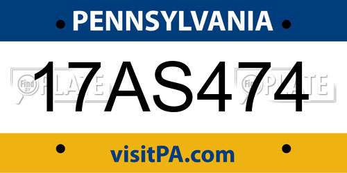17AS474 Pennsylvania License Plate