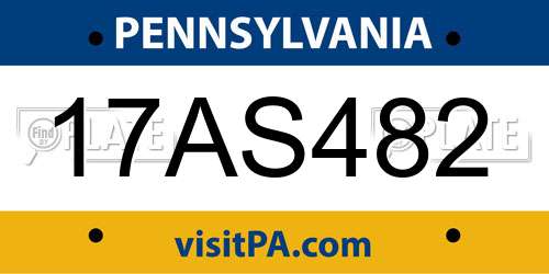 17AS482 Pennsylvania License Plate