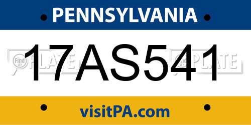 17AS541 Pennsylvania License Plate