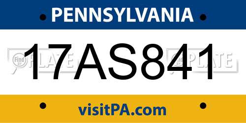 17AS841 Pennsylvania License Plate