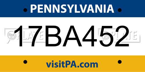 17BA452 Pennsylvania License Plate