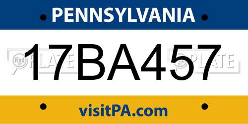 17BA457 Pennsylvania License Plate
