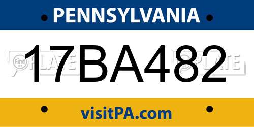 17BA482 Pennsylvania License Plate