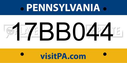 17BB044 Pennsylvania License Plate