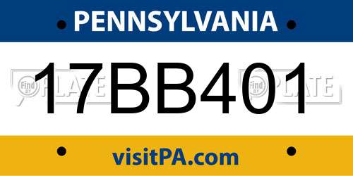 17BB401 Pennsylvania License Plate