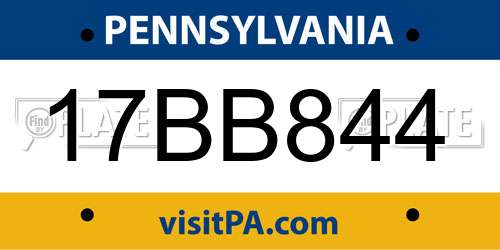 17BB844 Pennsylvania License Plate