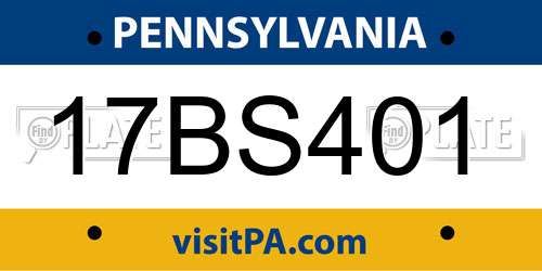 17BS401 Pennsylvania License Plate