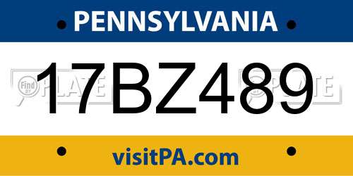 17BZ489 Pennsylvania License Plate