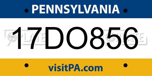 17DO856 Pennsylvania License Plate