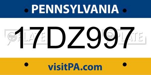 17DZ997 Pennsylvania License Plate