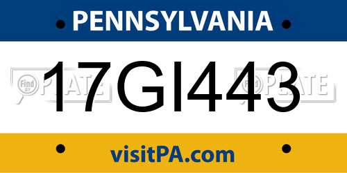 17GI443 Pennsylvania License Plate