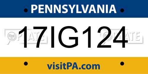 17IG124 Pennsylvania License Plate