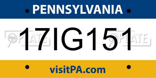 17IG151 Pennsylvania License Plate