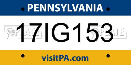 17IG153 Pennsylvania License Plate