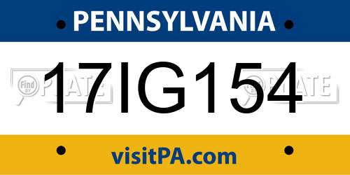17IG154 Pennsylvania License Plate