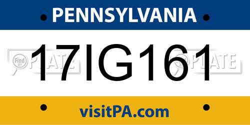 17IG161 Pennsylvania License Plate