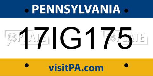 17IG175 Pennsylvania License Plate