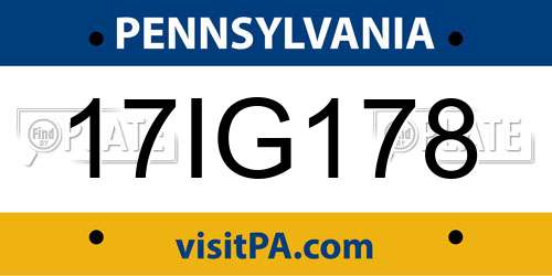 17IG178 Pennsylvania License Plate