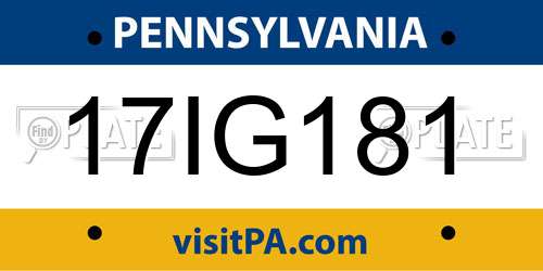 17IG181 Pennsylvania License Plate