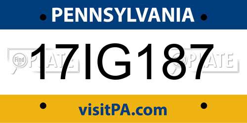 17IG187 Pennsylvania License Plate