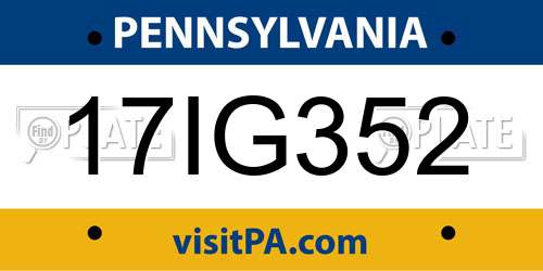 17IG352 Pennsylvania License Plate