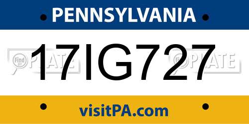 17IG727 Pennsylvania License Plate