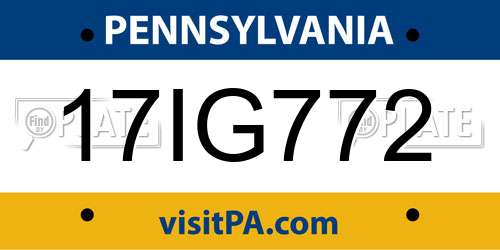17IG772 Pennsylvania License Plate