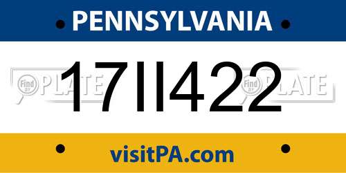 17II422 Pennsylvania License Plate