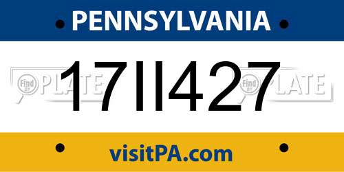 17II427 Pennsylvania License Plate