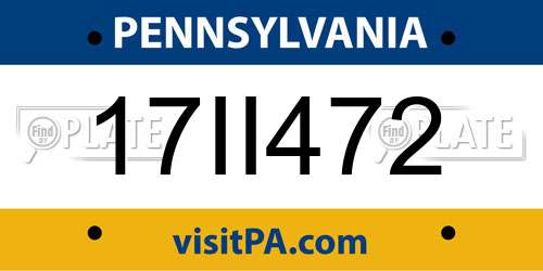 17II472 Pennsylvania License Plate